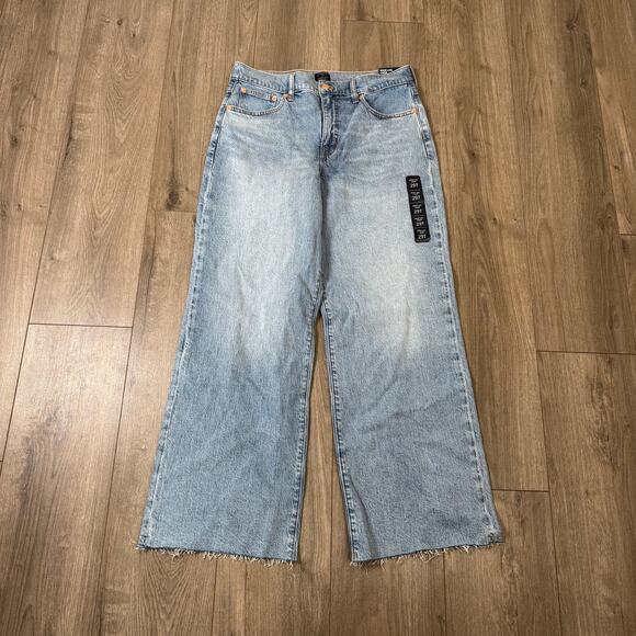J Crew Wide Leg Crop All Day Stretch Denim Jeans US Women's 29 Tall New - Picture 2 of 6